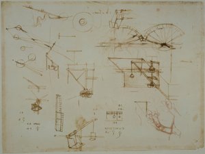 Mechanische studies door Leonardo da Vinci