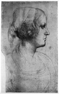 Portretstudie van het hoofd van een jong meisje door Leonardo da Vinci