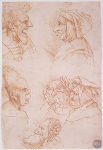 Zeven Studies van Groteske Gezichten door Leonardo da Vinci
