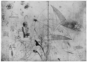 Blad met studies, laat 15e of begin 16e eeuw door Leonardo da Vinci