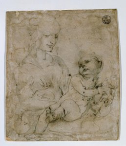 Studie voor Madonna met kat door Leonardo da Vinci