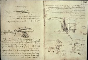 Studies voor luchtschroef en vliegmachines door Leonardo da Vinci