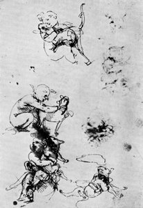 Studies voor een Madonna Del Gatto, 15e eeuw 1930 door Leonardo da Vinci