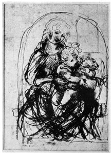 Studies voor een Madonna Del Gatto, 15e eeuw 1930 door Leonardo da Vinci