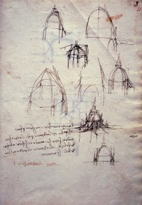 Studies voor lantaarn van kathedraal, uit Codex Trivulzianus