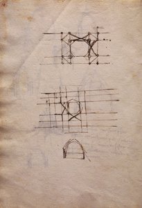 Studies voor lantaarn van kathedraal, uit Codex Trivulzianus door Leonardo da Vinci