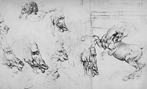 Studies van Paardenhoofden en van een Steigerend Paard, c1480 1945