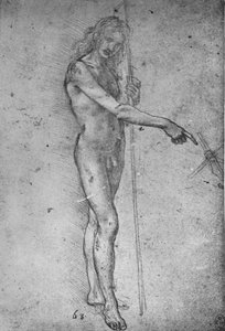 Studie voor een jonge Sint Johannes de Doper, ca. 1480 door Leonardo da Vinci