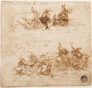 Studie voor de Slag bij Anghiari, ca. 1503-1504 door Leonardo da Vinci