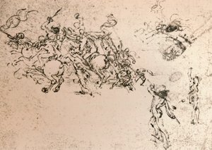 Studie voor de cartoon van de Slag bij Anghiari door Leonardo da Vinci