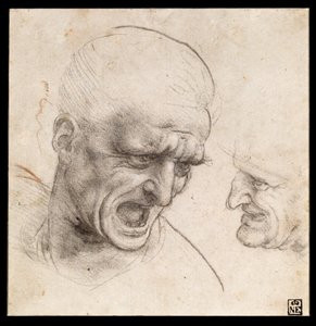 Studie van twee krijgerskoppen voor de Slag bij Anghiari