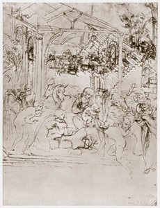 De Aanbidding van de Koningen, ca. 1480 door Leonardo da Vinci