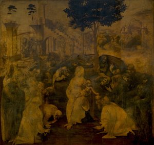 De aanbidding der wijzen, ca. 1480 door Leonardo da Vinci