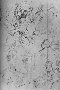 De Madonna en Kind en andere studies door Leonardo da Vinci