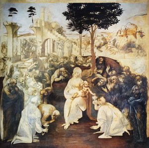 De aanbidding van de wijzen door Leonardo da Vinci