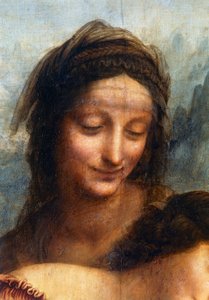 Het gezicht van Sint Anna (detail) door Leonardo da Vinci