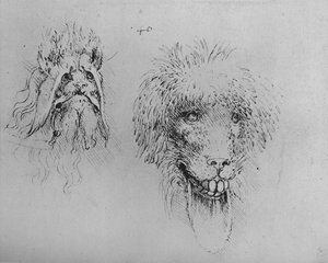 Twee hoofden van monsters, c1480 1945 door Leonardo da Vinci