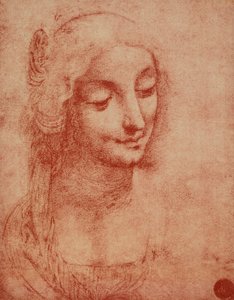 Gezicht van een vrouw, tekening door Leonardo da Vinci. Gallerie dell