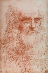 Portret van Leonardo da Vinci, kopie van zelfportret van Leonardo da Vinci door Leonardo da after Vinci
