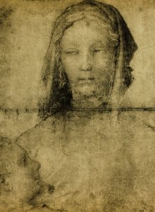 Studie voor de Maagd; tekening van de School van Leonardo. Het Louvre, Parijs door Leonardo da school of Vinci
