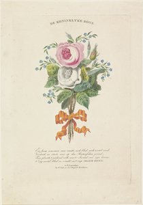 Rozen met silhouetportretten van Willem I Frederik, koning der Nederlanden, Wilhelmina van Pruisen, hun kinderen, zijn ouders en zijn zus door Leonardus Schweickhardt
