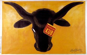 Reclameposter voor Kub bouillon met een runderkop. 1931. Illustratie door Leonetto Cappiello (1875-1942) Parijs, decoratieve kunsten