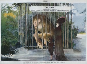 Boche, wild zoogdier, teisterde Europa aan het einde van de 19e eeuw en het begin van de 20e eeuw, illustratie uit 