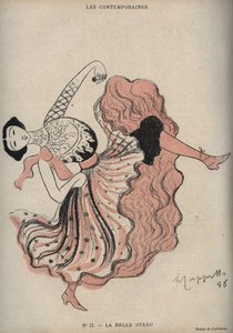 Portret van Caroline (La Belle) Otero (1868-1965), Spaanse danseres en courtisane - tekening door Leonetto Cappiello in The Rire van 1898 door Leonetto Cappiello