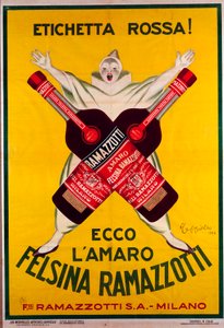 Poster voor de drank Amaro Felsina Ramazzotti door Leonetto Cappiello