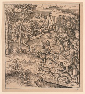 Een Hertenjacht, uit "Der Weisskunig" door Leonhard Beck