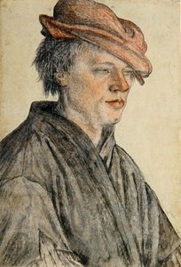 Portret van een jonge man met een pet en naar rechts gedraaid, ca. 1500-42 door Leonhard Beck
