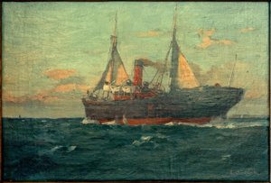 Stoomboot met hulpzeilen door Leonhard Sandrock