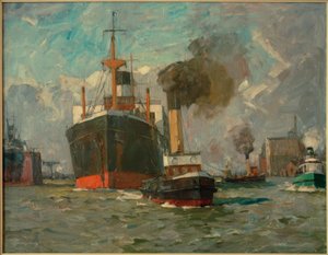 Binnenkomende stoomboot (Hamburg)