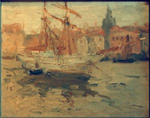 Italiaanse haven met ra-schoener