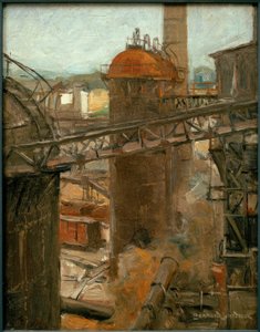 L. Sandrock, uitzicht op een huttenwerk door Leonhard Sandrock