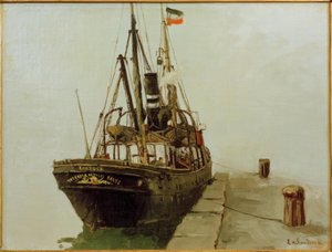 Fluitende Stoomboot met Hulpzeilen Rostock Directeur A