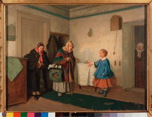 De bedelende zangeressen door Leonid Ivanovich Solomatkin