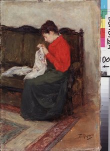 Aan het werk door Leonid Osipovic Pasternak