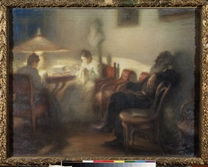 De schrijver Leo Tolstoy met zijn familie in Yasnaya Polyana door Leonid Osipovic Pasternak