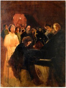 Leo Tolstoy bij het concert gegeven door Anton Rubinstein (1829-1894) door Pasternak, Leonid Osipovich (1862-1945). Pastel op karton, afmeting: 64x50 door Leonid Osipovic Pasternak