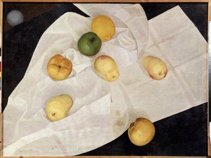 Stilleven met appels en citroenen door Leonid Terentlevich Chupyatov