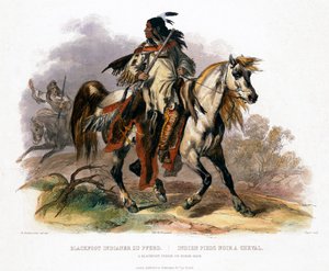Een Blackfoot Indiaan te paard