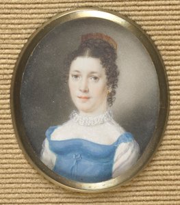 Dame in blauwe empirejurk door Leopold Blonder