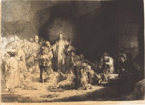 Christus predikend (De Honderd Guldens Prent) door Leopold Flameng after Rembrandt van Rijn