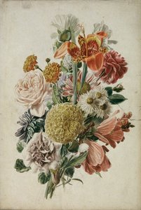 Boeket met tagetes en lelie door Leopold von Stoll