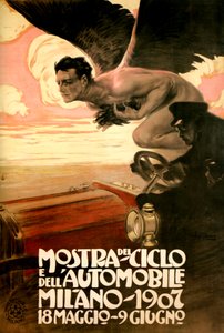 Poster voor de Auto- en Fietsshow, Milaan 18 mei-9 juni