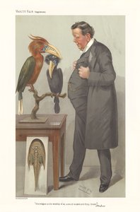 Professor Ray Lankester - portret staand en kijkend naar vogels