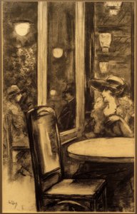 In Café Bauer door Lesser Ury