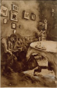 Interieur met lezende dame