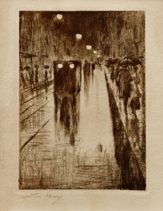 Leipziger Straße in de regen door Lesser Ury